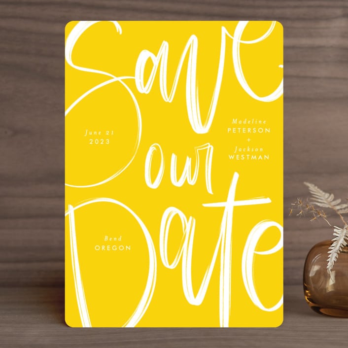 yellow save the date card