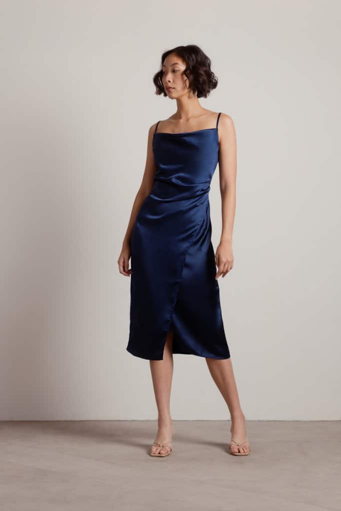 TOBI NAVY SILK MIDI