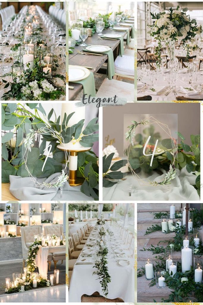 acrylic table number card with sage green for wedding table decoration ideas
