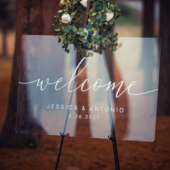 custom wedding signs acrylic welcome sign clear and chic calligraphy ewsgt037