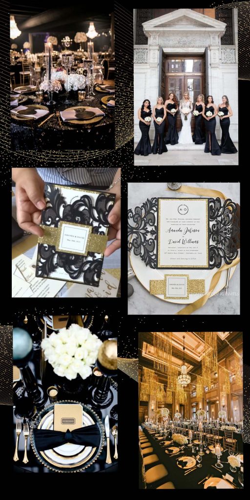 elegant upscale glam gold and black wedding ideas 1