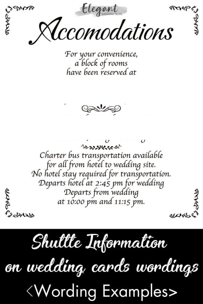 examples of shuttle information on wedding cards wordings