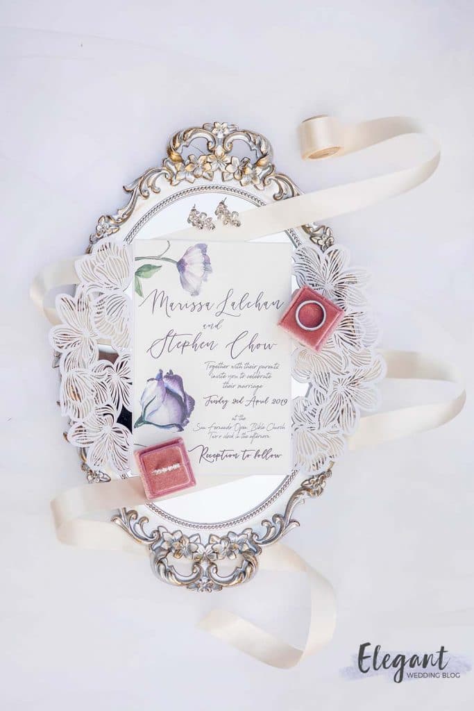purple color grand design invitation suite perfect for luxury spring wedding ideas