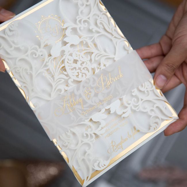 timeless ivory laser cut classic invitation with 10