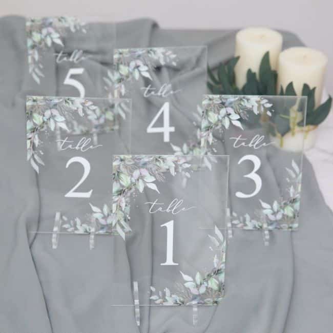 wedding table numbers acrylic table numbers watercolor gold leaves ewsgt014