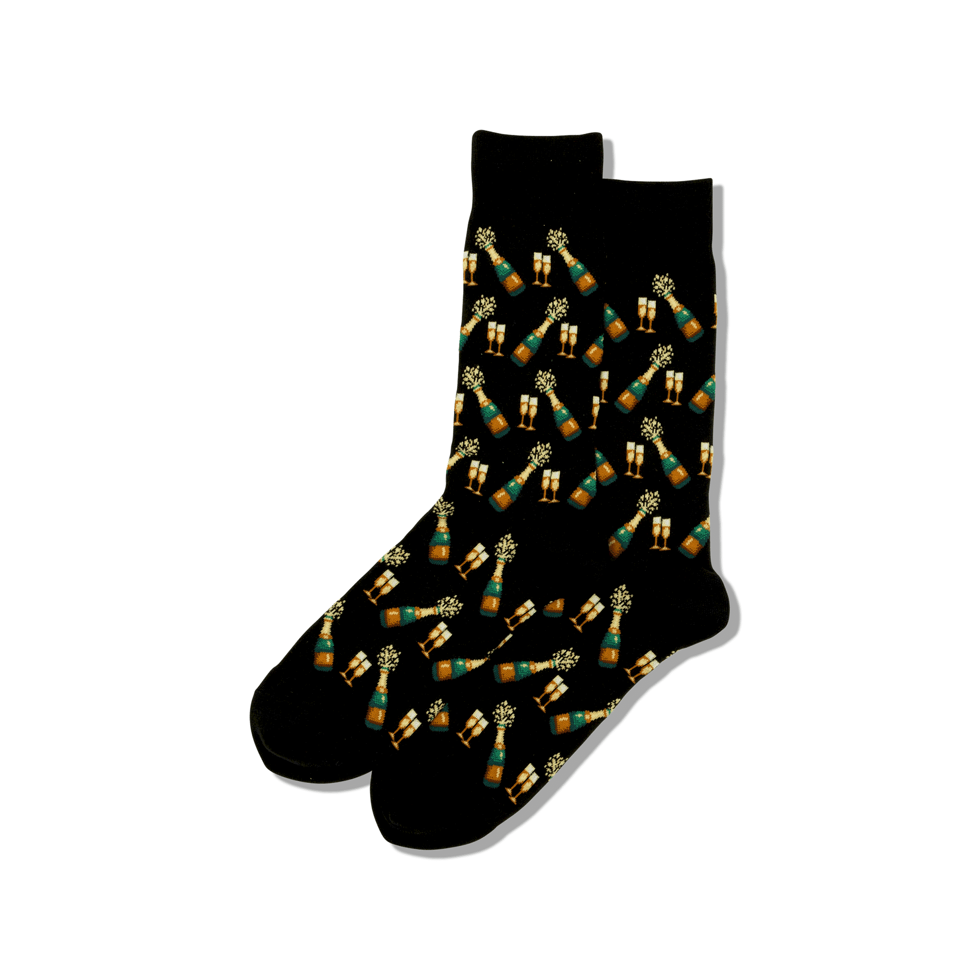 黒い靴下とシャンパンボトル