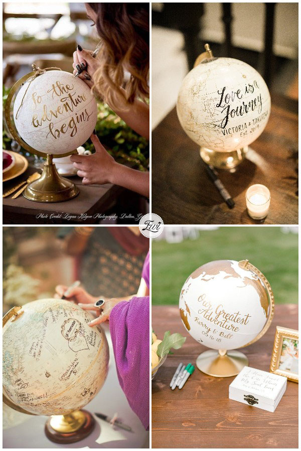 unique painted globe wedding guest book ideas