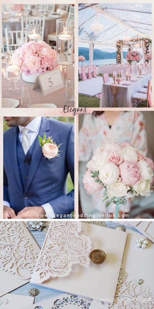 romantic blush wedding color trends in details of decor and dress