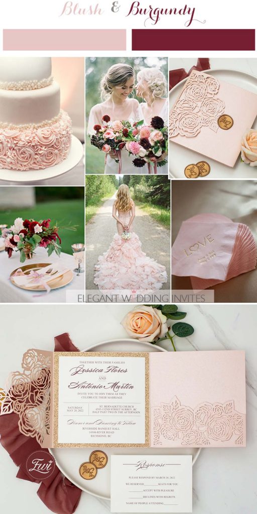 perfect elegant blush and burgundy wedding color trend ideas