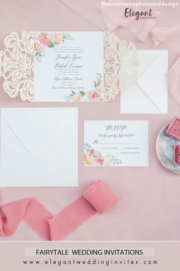 blush ivory and peach invitations perfect for a fairytale wedding ideas