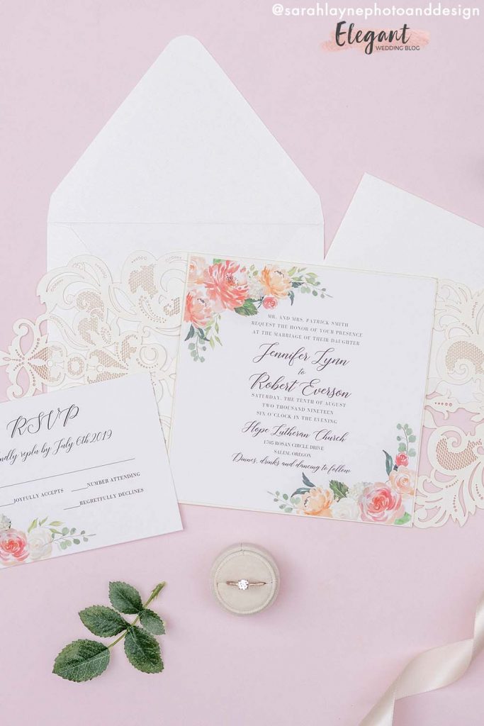 fairytale blush bouquets wedding invitation suits