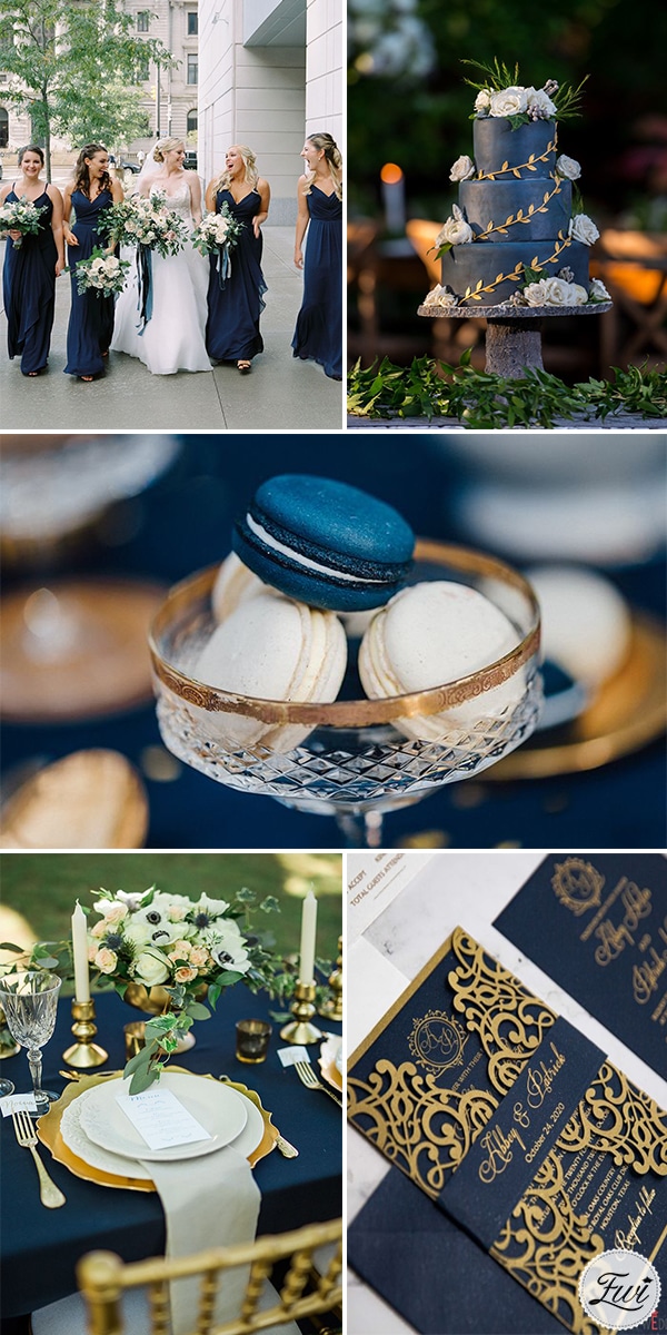 luxurious and mysterious midngiht and gold wedding ideas