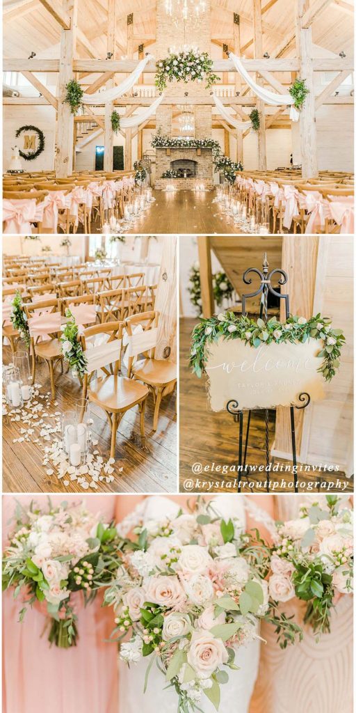 elegant blush rose floral wedding decor ideas