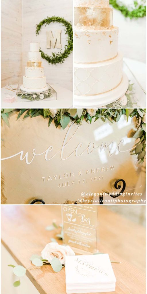 unique acrylic wedding sign for white and gold wedding ideas