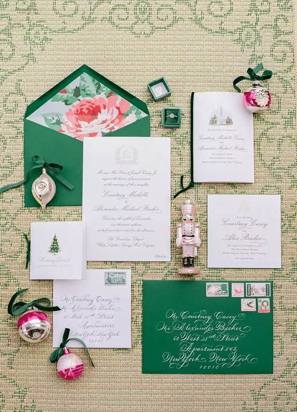 creative greenery invitation suit for your christmas wedding