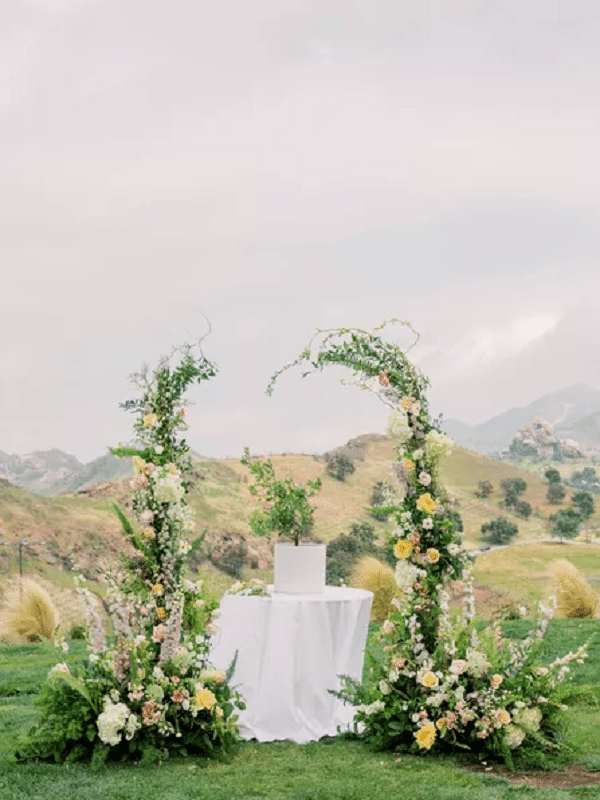 Open Top Arch with Loose Greenery