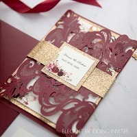 burgundy laser cut with floral and glittery belly band and backer ewws273 6