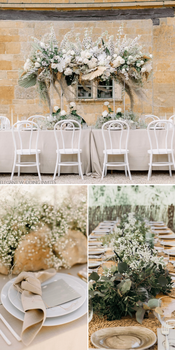 simple wedding reception ideas with fresh green and white flower decor