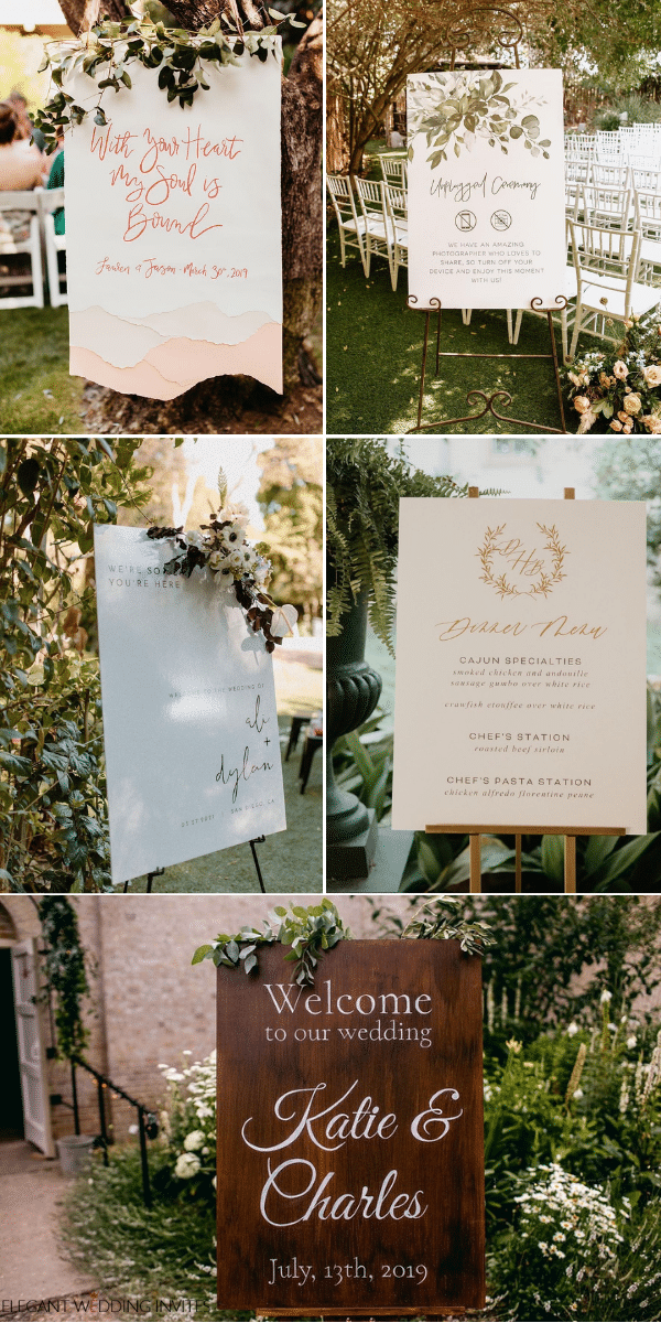 stunning simple wedding sign made of normal paper