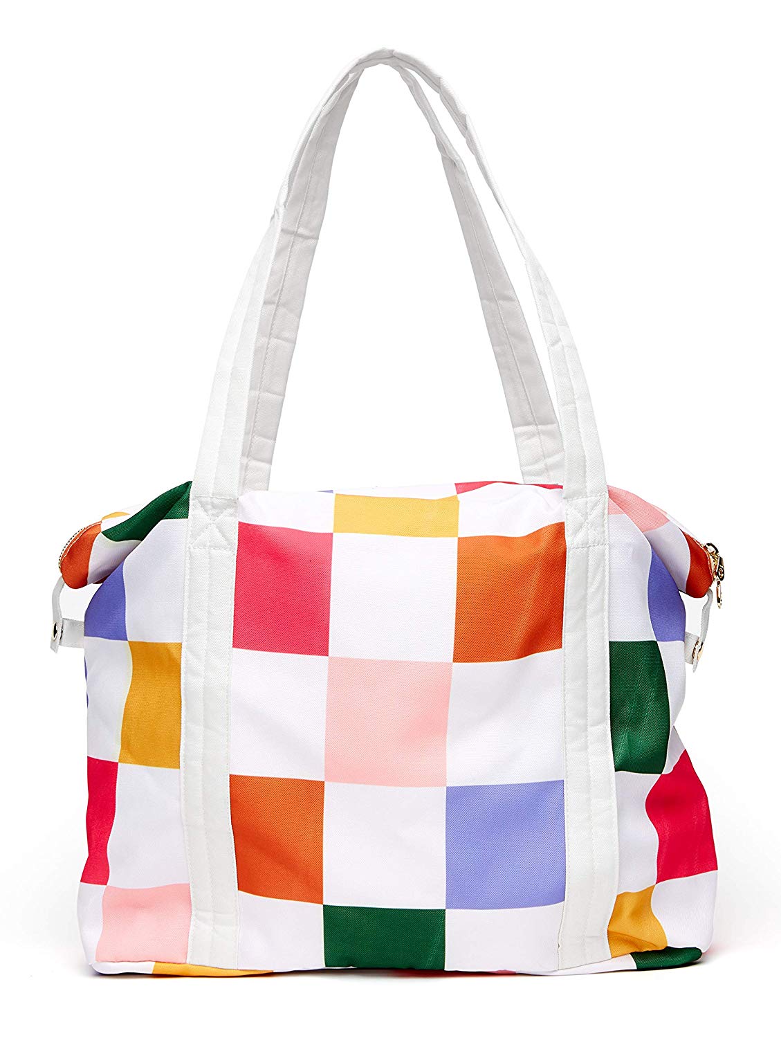 A colorful weekend bag.