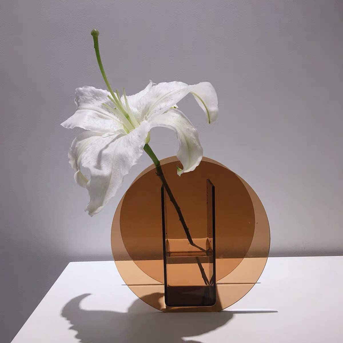 brown acrylic vase
