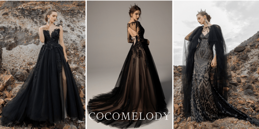 most loved black wedding dress style