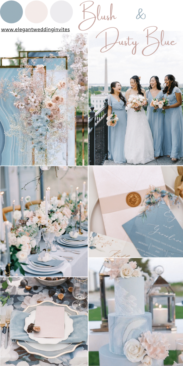 romantic blush and dusty blue wedding color ideas