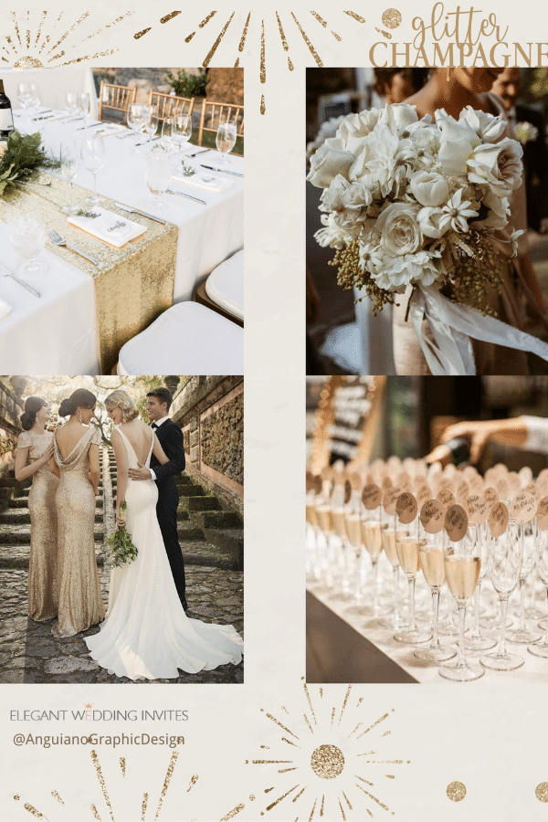 Luxurious Glitter Champagne Wedding Decor