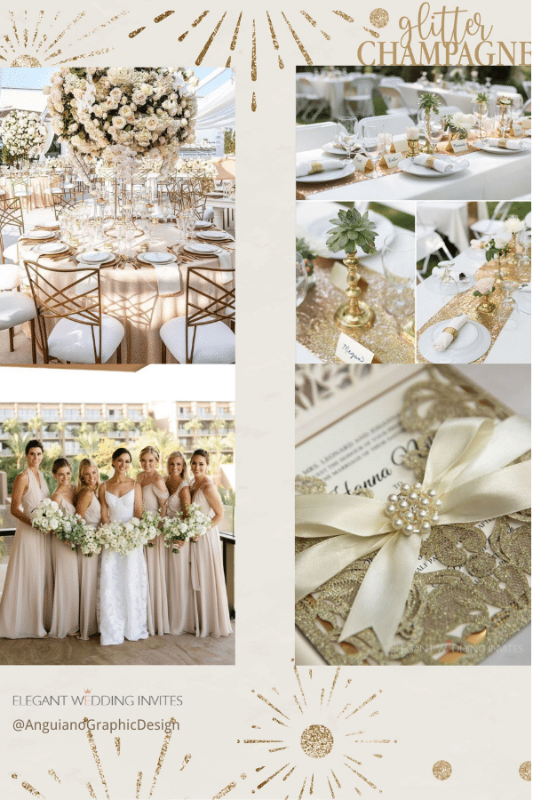 Luxurious Glitter Champagne Wedding Reception