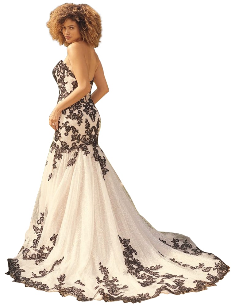 maggie sottero black and white wedding gown