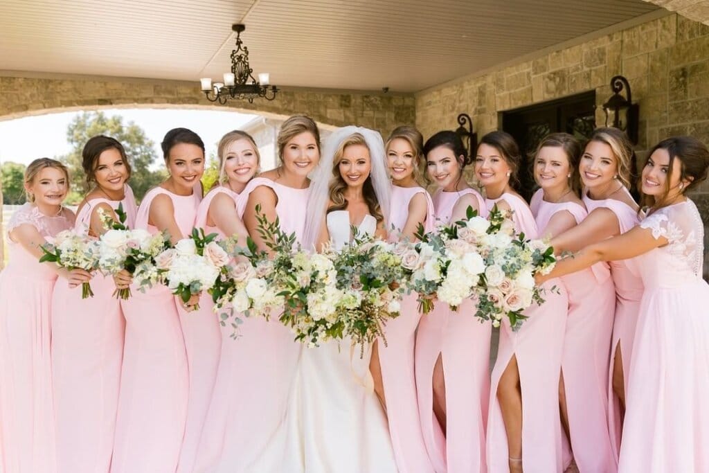 pink chiffon bridesmaid dresses