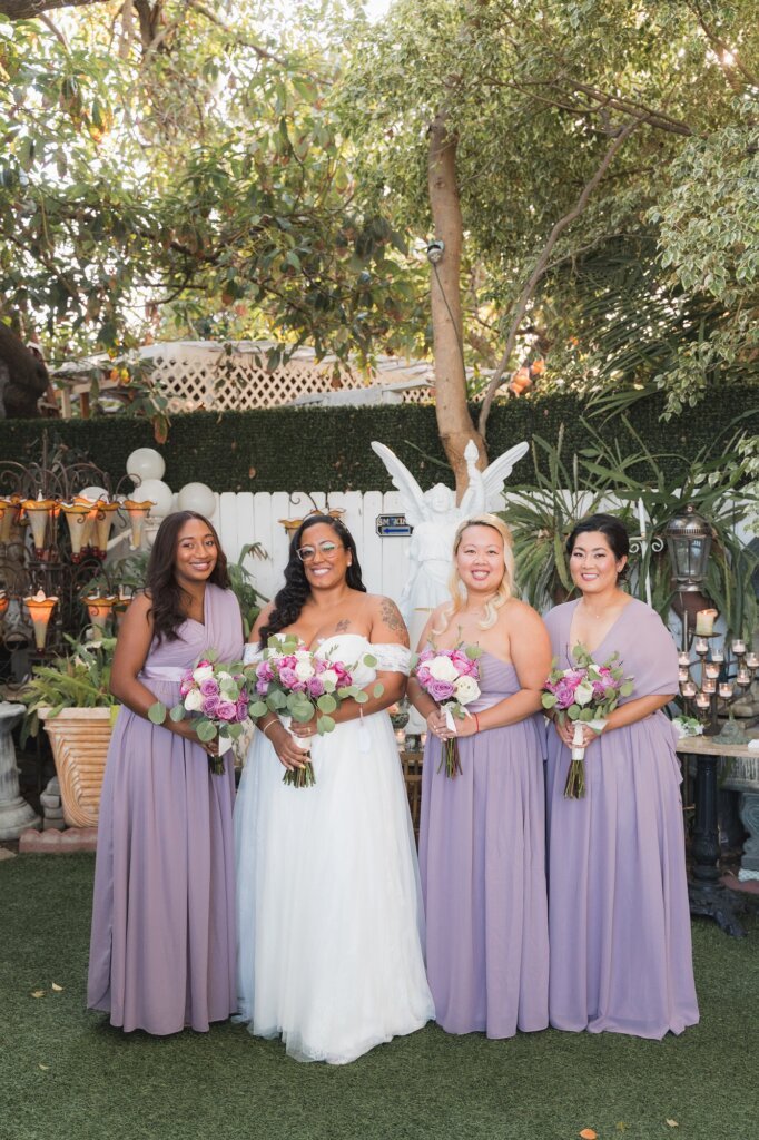 a-line wedding dress, cap sleeve wedding dress, bridal gown, beautiful wedding gown, curvy bride, purple bridesmaid dresses, bridesmaid dresses ideas